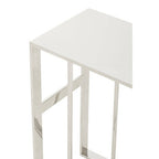 Silver Metal C Shaped Side Table with Sparkling Top, Oria