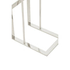 Silver Metal C Shaped Side Table with Sparkling Top, Oria