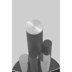 Clear Glass Top Side Table with Black and Silver Five Column Base | Oria