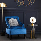 Clear Glass Top Side Table with Black and Gold Column Base | Oria