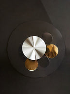 Clear Glass Top Side Table with Black and Gold Column Base | Oria
