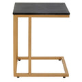 Black Marble Top Side Table with Gold Finish Metal Frame | Varana