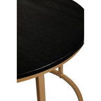 Nest of 2 Black Round Marble Top Tables with Gold Finish Metal Frames | Varana