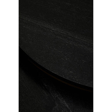 Nest of 2 Black Round Marble Top Tables with Gold Finish Metal Frames | Varana