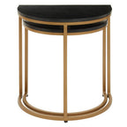 Nest of 2 Half Moon Black Marble Top Nesting Tables with Gold Finish Metal Bases | Varana