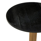 Black Round Marble Top Side Table with Gold Metal Tripod Base | Varana