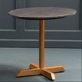 Black Round Marble Top Side Table with Matte Gold Metal Cross Base | Varana