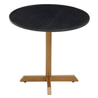 Black Round Marble Top Side Table with Matte Gold Metal Cross Base | Varana