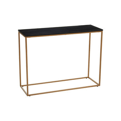Black Marble Top Console Table with Matte Gold Metal Frame | Varana