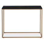 Black Marble Top Console Table with Matte Gold Metal Frame | Varana