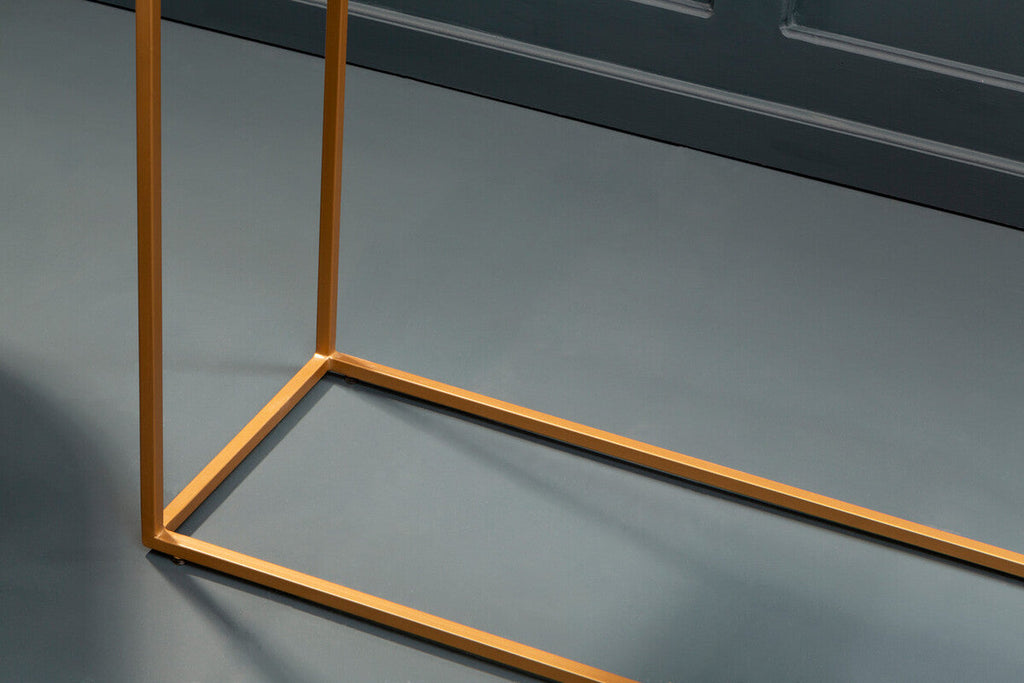Black Marble Top Console Table with Matte Gold Metal Frame | Varana