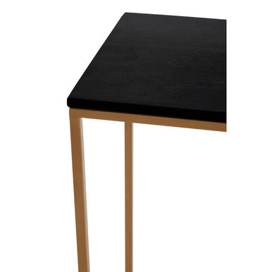 Black Marble Top Console Table with Matte Gold Metal Frame | Varana