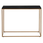 Black Marble Top Console Table with Matte Gold Metal Frame | Varana