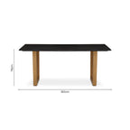 Black Marble Rectangular Dining Table with Geometric Gold Finish Steel Base, Varana
