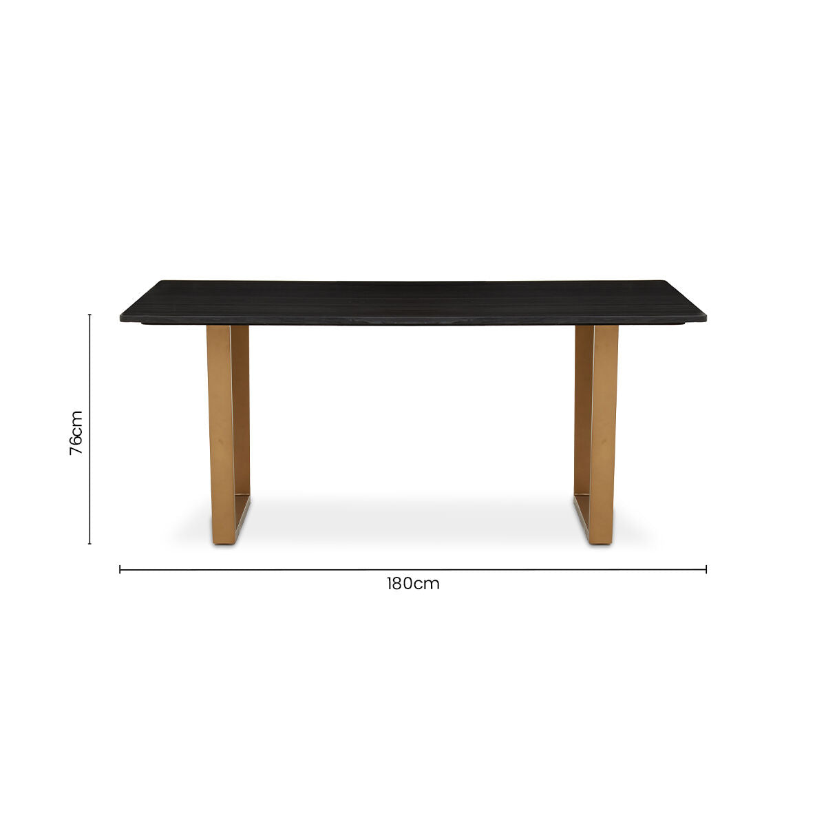 Black Marble Rectangular Dining Table with Geometric Gold Finish Steel Base, Varana