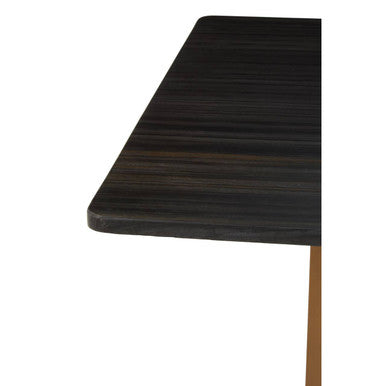 Black Marble Rectangular Dining Table with Geometric Gold Finish Steel Base, Varana