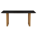 Black Marble Rectangular Dining Table with Geometric Gold Finish Steel Base, Varana