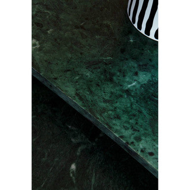 Nest of 2 Green Marble Top Side Tables with Gold Metal Bases | Mandoli