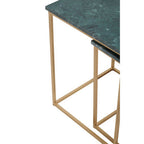 Nest of 2 Green Marble Top Side Tables with Gold Metal Bases | Mandoli