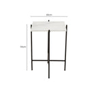 White Marble Square Top Side Table with Sleek Black Iron Base | Mandoli