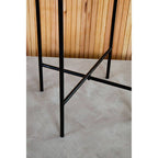 White Marble Square Top Side Table with Sleek Black Iron Base | Mandoli