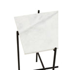 White Marble Square Top Side Table with Sleek Black Iron Base | Mandoli