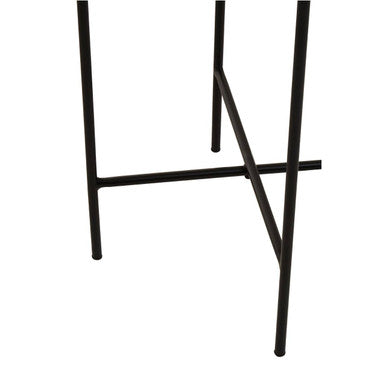 White Marble Square Top Side Table with Sleek Black Iron Base | Mandoli
