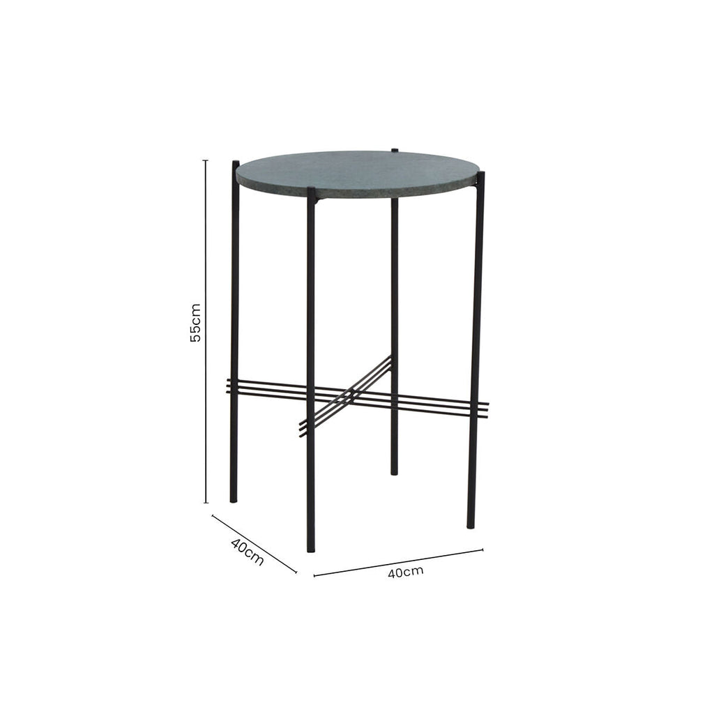 Green Marble Top Round Side Table | Mandoli