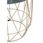 Green Marble Round Top Side Table with Sleek Cage Style Gold Metal Frame | Mandoli