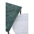 Marble Top Nest of 3 Tables with Black Metal Bases in Assorted Tones and Shapes | Mandoli