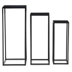 Nest of 3 Black Side Tables with Metal Base and Black Tops | Mandoli