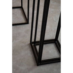 Nest of 3 Black Side Tables with Metal Base and Black Tops | Mandoli