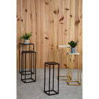 Nest of 3 Black Side Tables with Metal Base and Black Tops | Mandoli