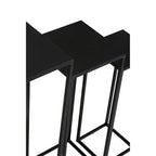 Nest of 3 Black Side Tables with Metal Base and Black Tops | Mandoli