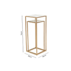 Nest of 2 White Marble Square Top Side Tables with Gold Metal Frame | Mandoli