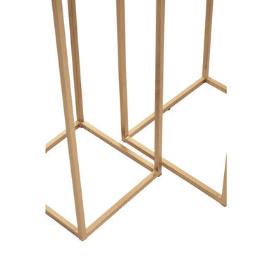 Nest of 2 White Marble Square Top Side Tables with Gold Metal Frame | Mandoli
