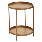 Gold Two Tiers Round Metal Side Table | Mandoli