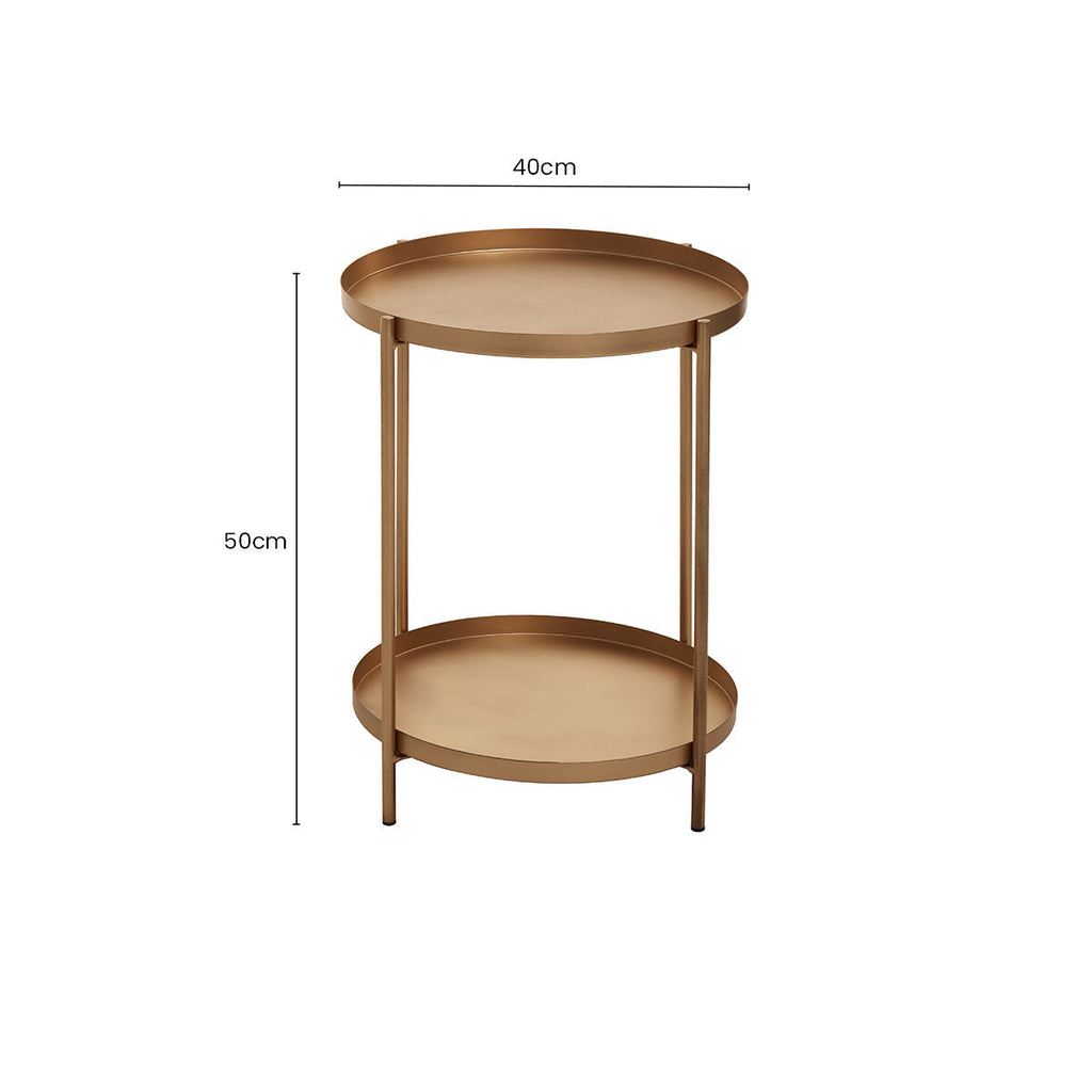 Gold Two Tiers Round Metal Side Table | Mandoli