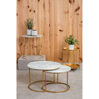 Gold Two Tiers Round Metal Side Table | Mandoli