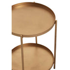 Gold Two Tiers Round Metal Side Table | Mandoli