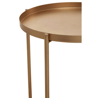 Gold Two Tiers Round Metal Side Table | Mandoli