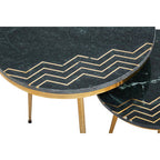 Green Marble Top Set of 2 Round Side Tables | Nirav