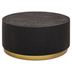 Black Concrete Effect Wood Coffee Table with Luxe Gold Metal Frame | Naro