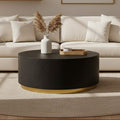 Black Concrete Effect Wood Coffee Table with Luxe Gold Metal Frame | Naro