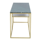 Assorted Marble Top Console Table with Geometric Gold Iron Frame and Lower Shelf | Nirav