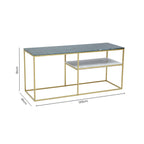 Assorted Marble Top Console Table with Geometric Gold Iron Frame and Lower Shelf | Nirav