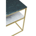 Assorted Marble Top Console Table with Geometric Gold Iron Frame and Lower Shelf | Nirav