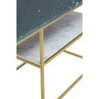 Assorted Marble Top Console Table with Geometric Gold Iron Frame and Lower Shelf | Nirav