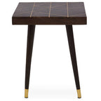 Dark Brown Mango Wood Square Side Table with Gold Tip Legs | Naro