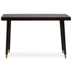 Brown Mango Wood Rectangular Console Table with Gold Tip Legs and Geometric Gold Lines on Top | Naro